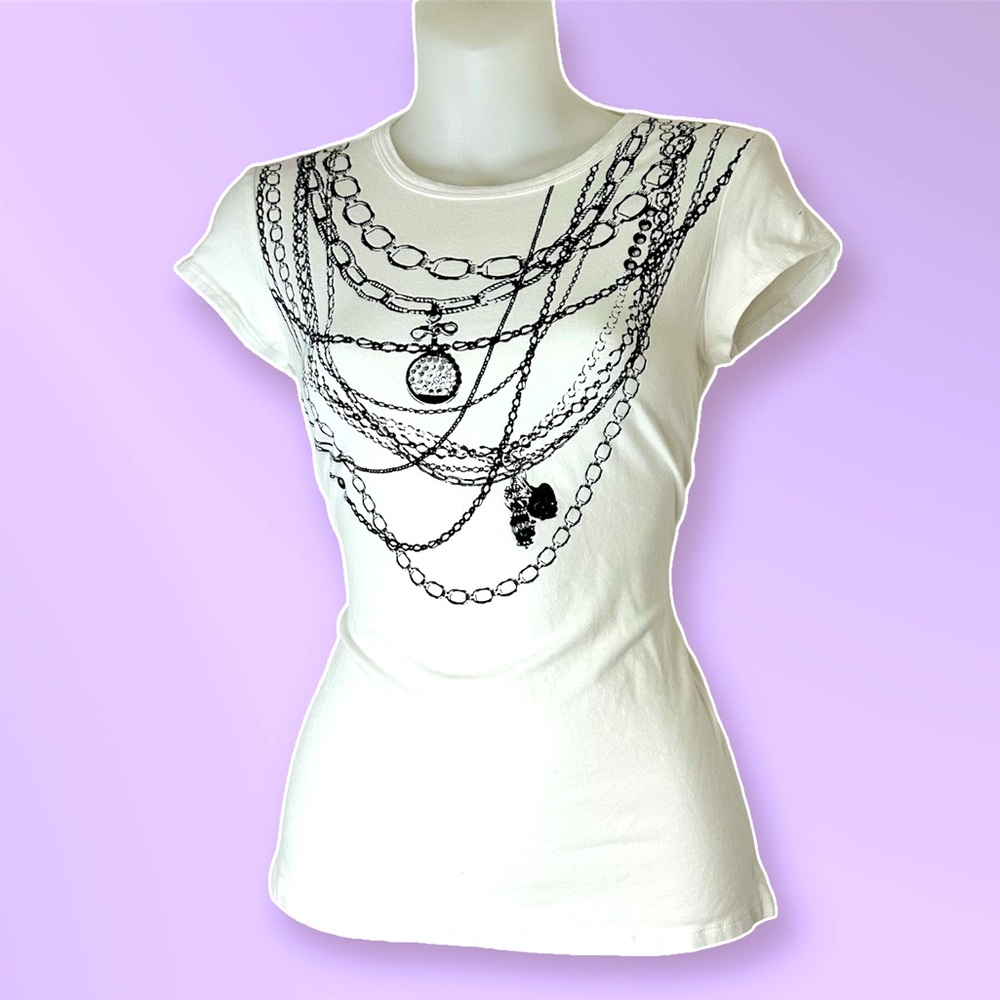 INC international concepts chains tee shirt with rhinestones